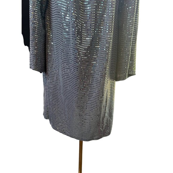 NWT Cider 3XL Sequin Open-Back Long Sleeve Dress - Iridescent Silver - Picture 9 of 14